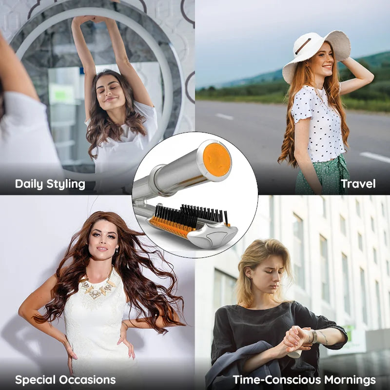 Rotating Hair Brush 2-in-1 Rapid Heating Frizz Control
