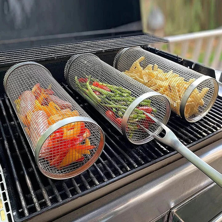 Rotisserie Grilling Basket 360 Degree Rotation Stainless Steel
