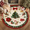 Round Area Rug Plush Christmas Tree Easy Care