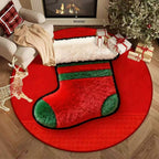 Round Area Rug Plush Christmas Tree Easy Care