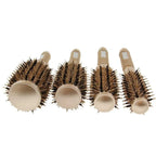Round Brush Set Boar Bristles & Ceramic Barrel Non-Slip Handle