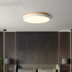 Round Ceiling Lamp Natural Wood Dimmable LED