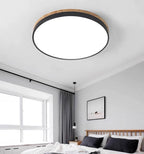 Round Ceiling Lamp Natural Wood Dimmable LED