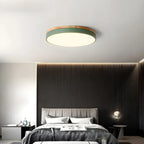 Round Ceiling Lamp Natural Wood Dimmable LED