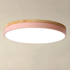 Round Ceiling Lamp Natural Wood Dimmable LED