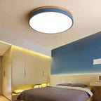 Round Ceiling Lamp Natural Wood Dimmable LED