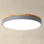 Round Ceiling Lamp Natural Wood Dimmable LED