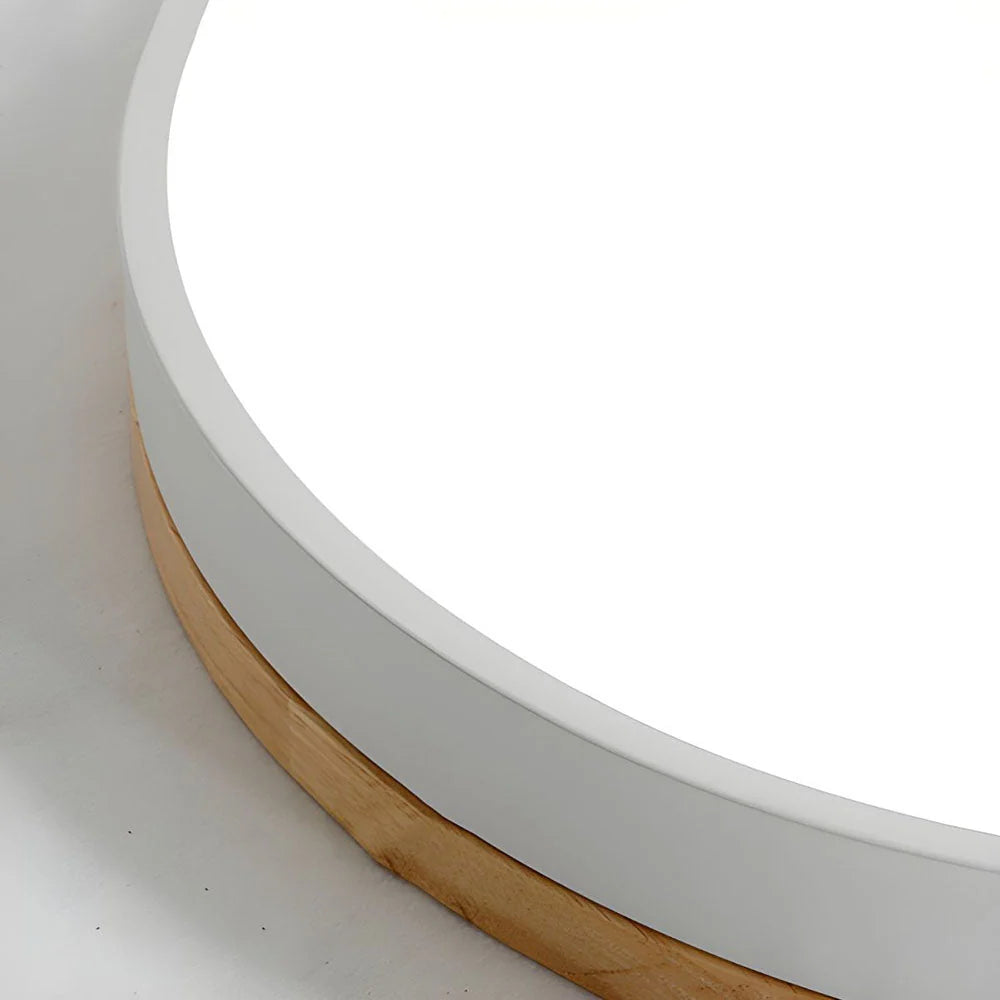 Round Ceiling Lamp Natural Wood Dimmable LED