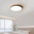 Round Ceiling Lamp Natural Wood Dimmable LED