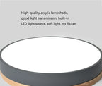Round Ceiling Lamp Natural Wood Dimmable LED