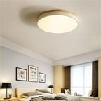 Round Ceiling Lamp Natural Wood Dimmable LED