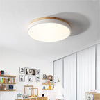 Round Ceiling Lamp Natural Wood Dimmable LED