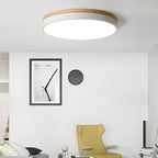 Round Ceiling Lamp Natural Wood Dimmable LED