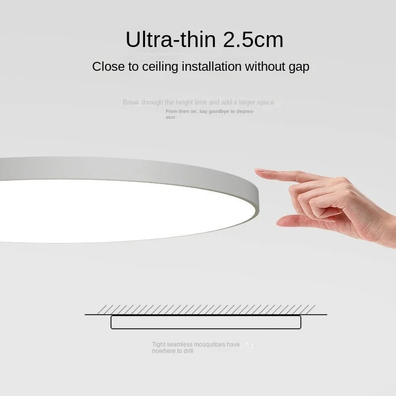 Round Ceiling Lamp Ultra-Flat Integrated LED & Acrylic Diffuser