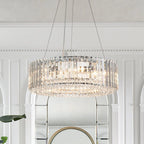 Round Chandelier 6-Light Crystal Accents & Adjustable Cable