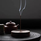 Round Natural Wood Ash-Catching Incense Holder