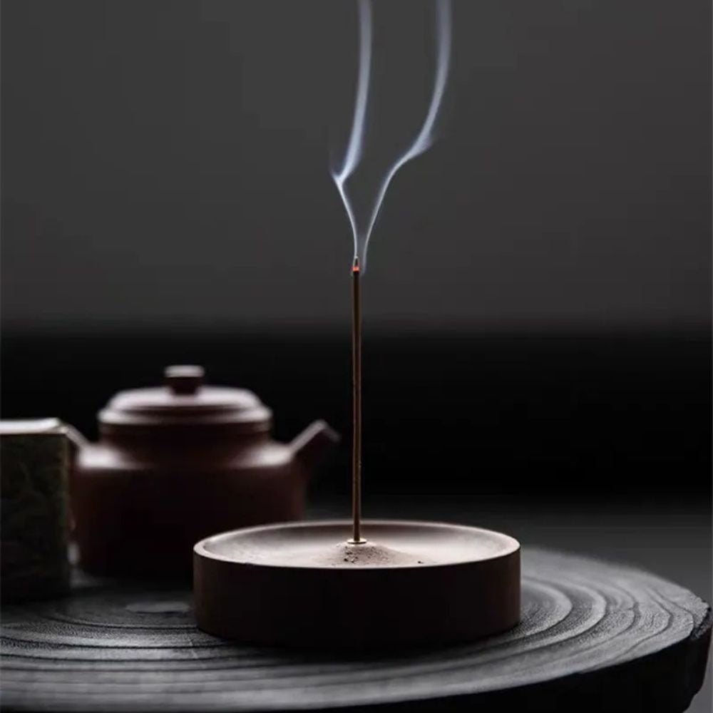 Round Natural Wood Ash-Catching Incense Holder