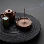 Round Natural Wood Ash-Catching Incense Holder