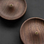 Round Natural Wood Ash-Catching Incense Holder