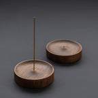 Round Natural Wood Ash-Catching Incense Holder