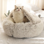 Round Pet Bed Plush Crystal Velvet Warm & Washable