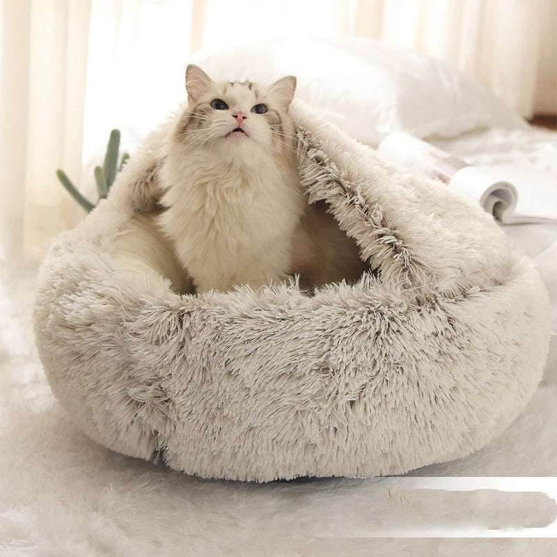 Round Pet Bed Plush Crystal Velvet Warm & Washable