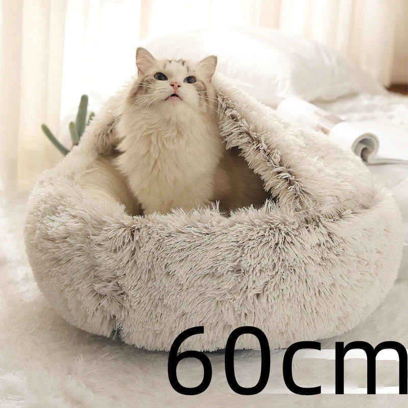 Round Pet Bed Plush Crystal Velvet Warm & Washable