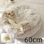 Round Pet Bed Plush Crystal Velvet Warm & Washable