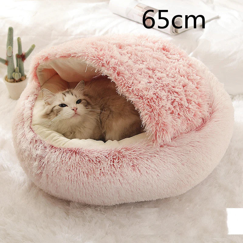 Round Pet Bed Plush Crystal Velvet Warm & Washable