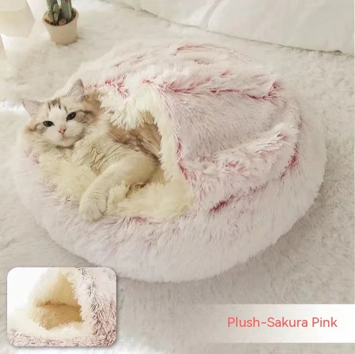Round Pet Bed Plush Crystal Velvet Warm & Washable