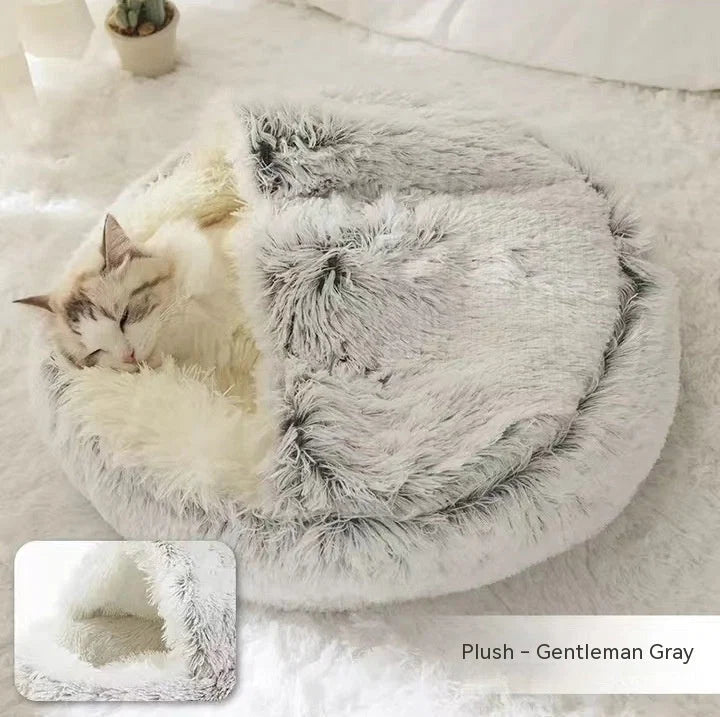Round Pet Bed Plush Crystal Velvet Warm & Washable