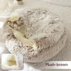 Round Pet Bed Plush Crystal Velvet Warm & Washable
