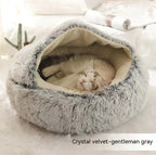 Round Pet Bed Plush Crystal Velvet Warm & Washable