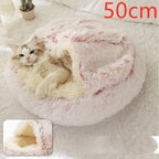 Round Pet Bed Plush Crystal Velvet Warm & Washable
