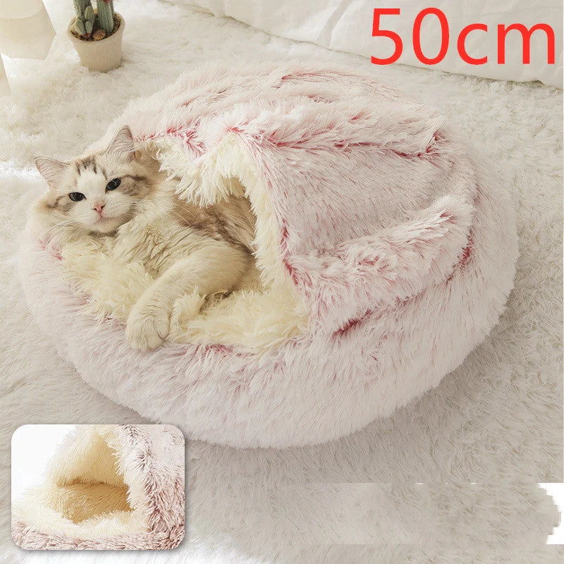 Round Pet Bed Plush Crystal Velvet Warm & Washable