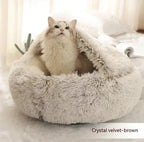 Round Pet Bed Plush Crystal Velvet Warm & Washable