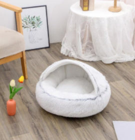 Round Pet Bed Plush Crystal Velvet Warm & Washable