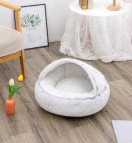Round Pet Bed Plush Crystal Velvet Warm & Washable