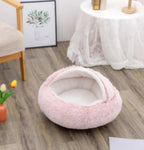 Round Pet Bed Plush Crystal Velvet Warm & Washable