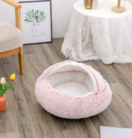 Round Pet Bed Plush Crystal Velvet Warm & Washable