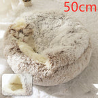 Round Pet Bed Plush Crystal Velvet Warm & Washable