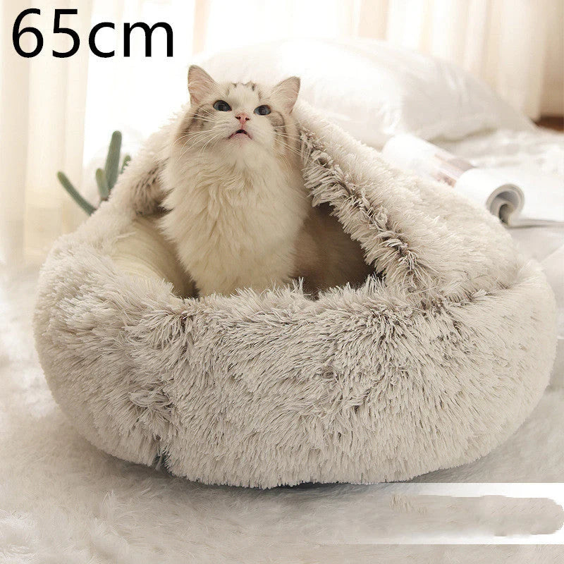 Round Pet Bed Plush Crystal Velvet Warm & Washable