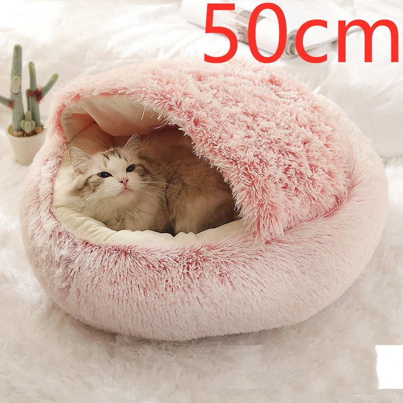 Round Pet Bed Plush Crystal Velvet Warm & Washable