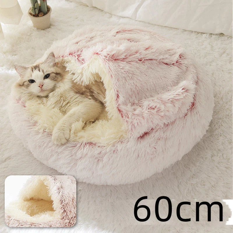 Round Pet Bed Plush Crystal Velvet Warm & Washable