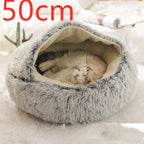 Round Pet Bed Plush Crystal Velvet Warm & Washable