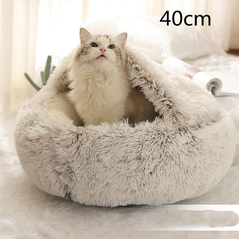 Round Pet Bed Plush Crystal Velvet Warm & Washable