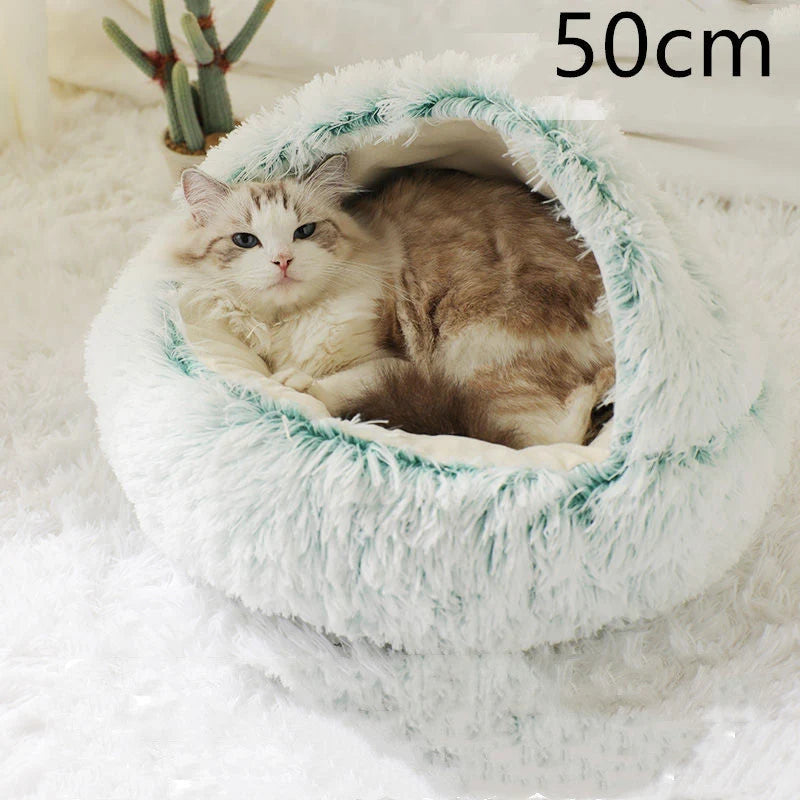 Round Pet Bed Plush Crystal Velvet Warm & Washable