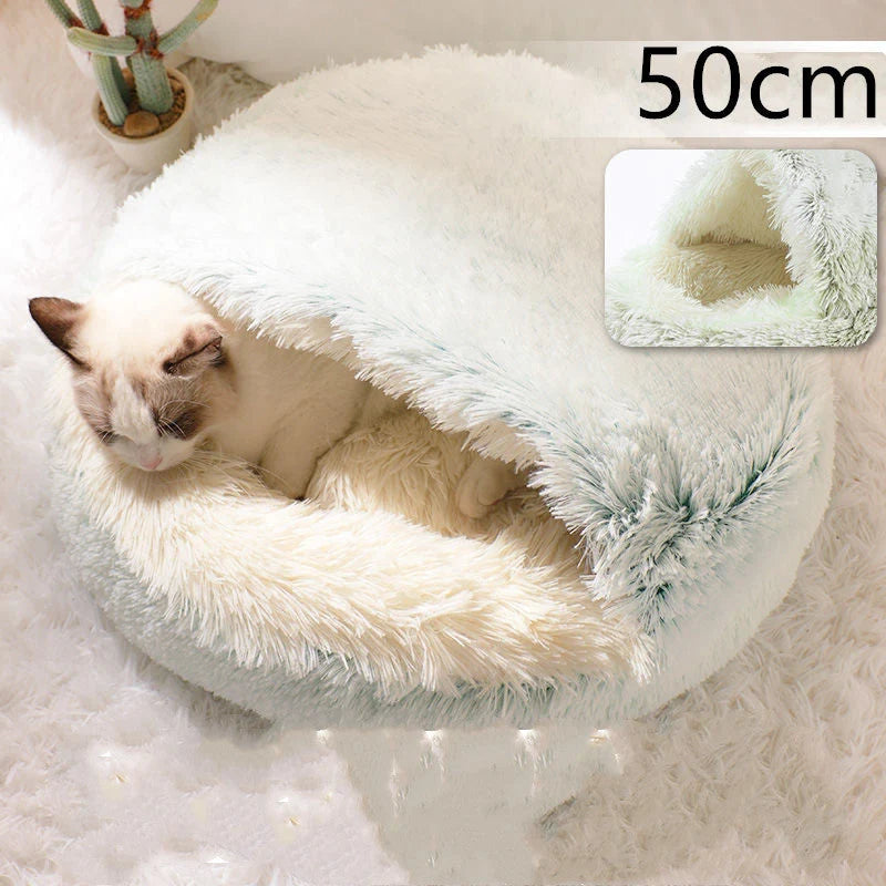 Round Pet Bed Plush Crystal Velvet Warm & Washable