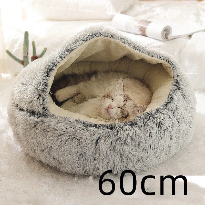 Round Pet Bed Plush Crystal Velvet Warm & Washable