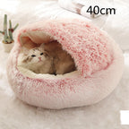 Round Pet Bed Plush Crystal Velvet Warm & Washable